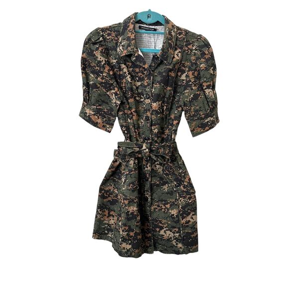 MARISSA WEBB Camo Utility Belted Mini Dress NWOT Sz Small - Picture 2 of 4